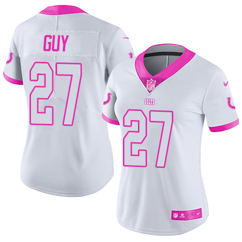 Women's Limited Winston Guy Nike Jersey White/Pink - #27 Rush Fashion NFL Indianapolis Colts